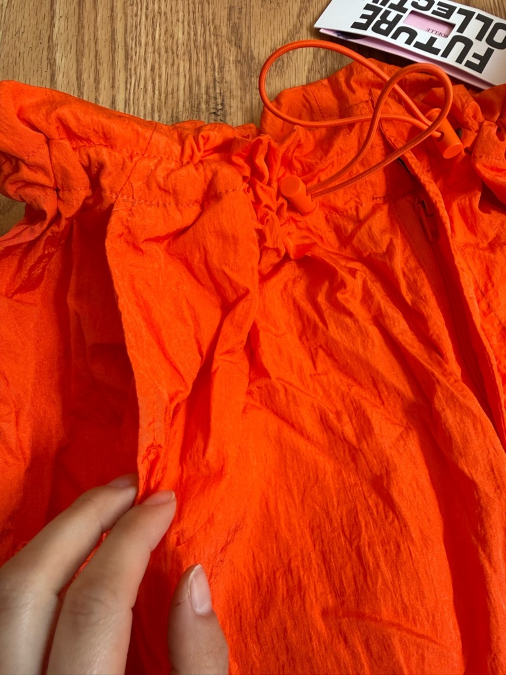 Wide Leg Drawstring Cargo Pants - Orange - Picture 6 of 8